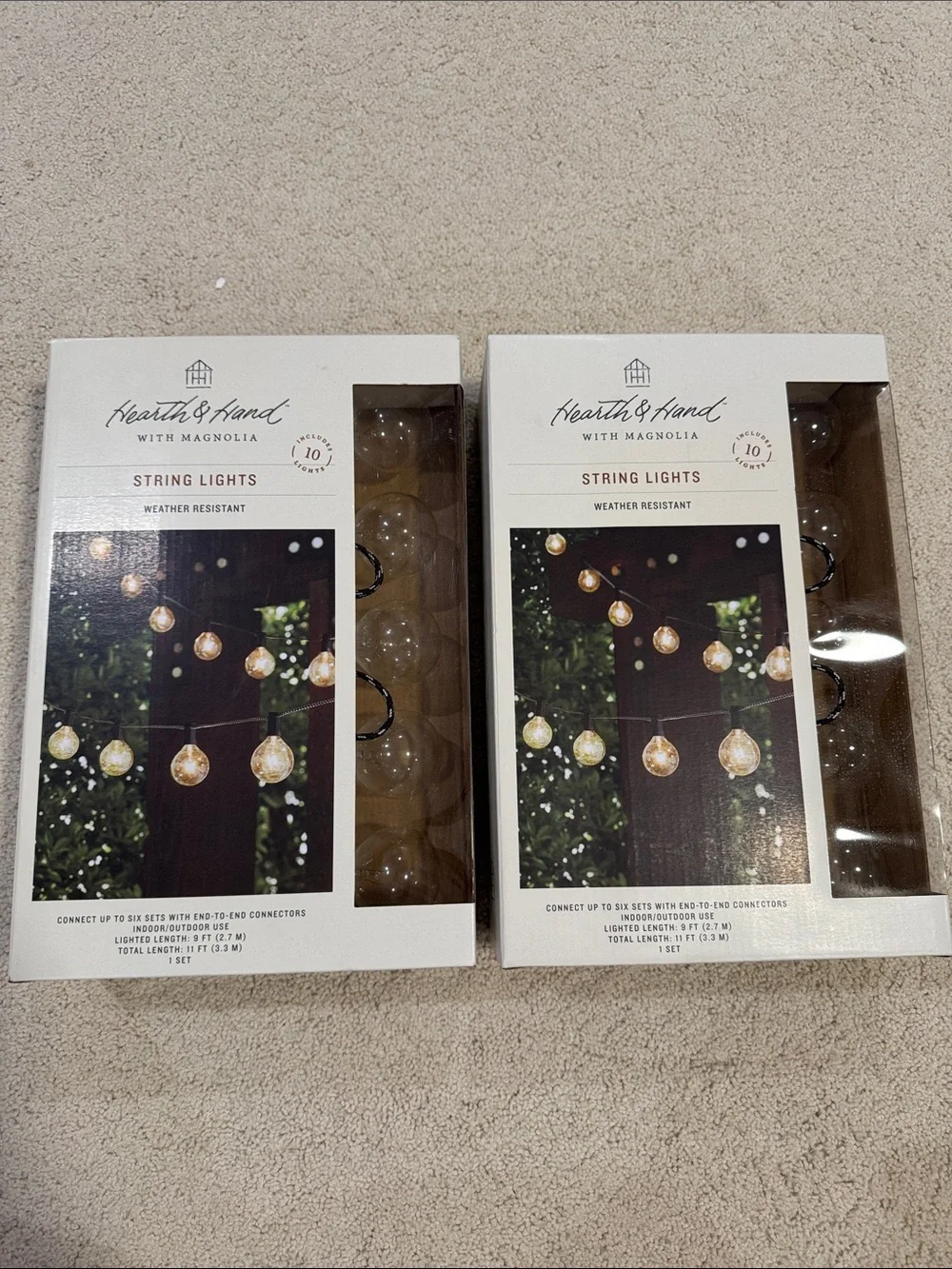 2 sets of hearth and hand cafe lights